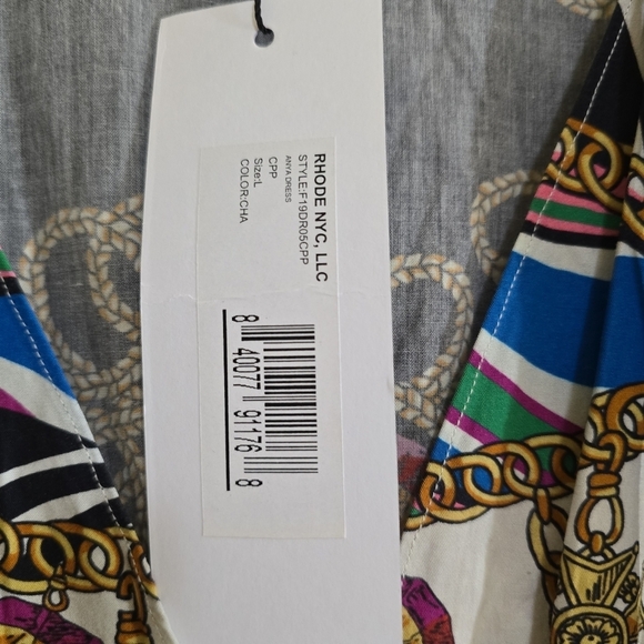 NWT Rhode Anya Smocked Mini Dress Nautical Chain Print Balloon Sleeves Large - Picture 10 of 11